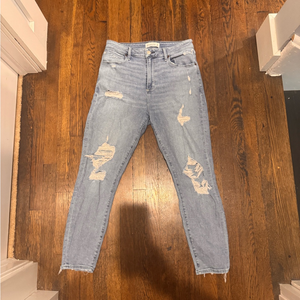 Abercrombie & Fitch Light Blue Distressed Skinny Jeans